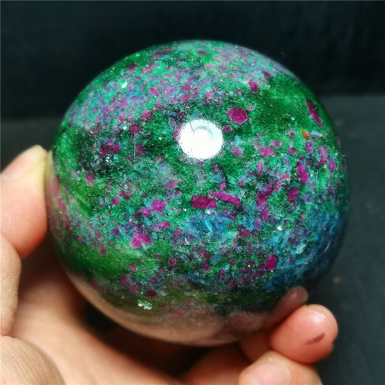 Natural Blue Apatite & Ruby Crystal Ball: Healing Stone, 71mm - Etsy UK