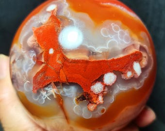 磨き上げられたカラフルな瑪瑙水晶球：ヒーリングレイキ瞑想装飾
