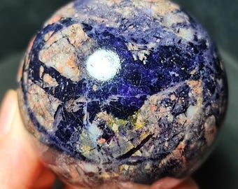 Natural Purple Snowflake Fluorite Quartz Crystal Sphere Ball