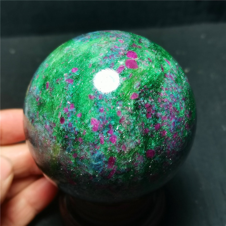 Natural Blue Apatite & Ruby Crystal Ball: Healing Stone, 71mm - Etsy UK