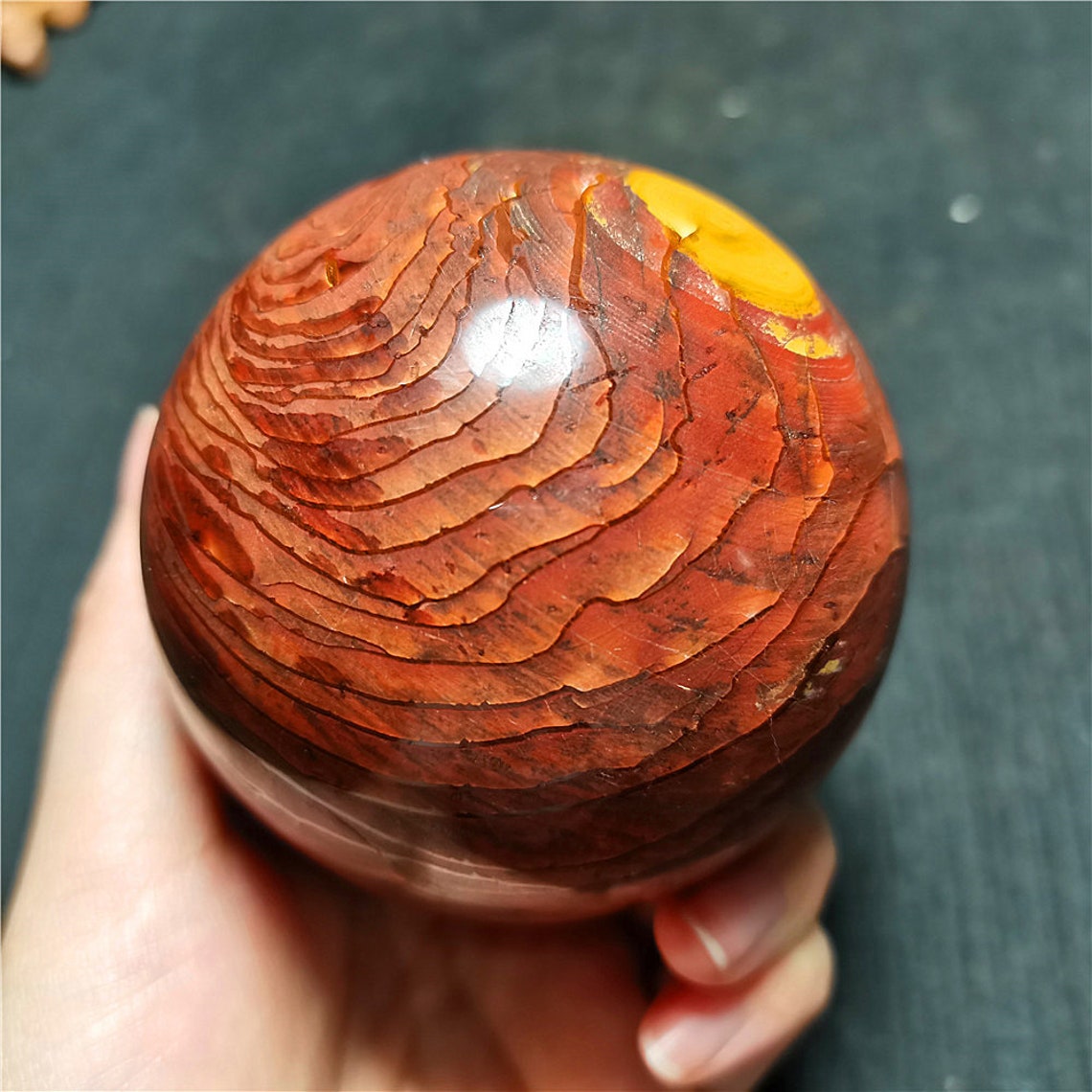 TOP MM Natural Polished Wood Grain Stone Crystal Sphere Ball Etsy