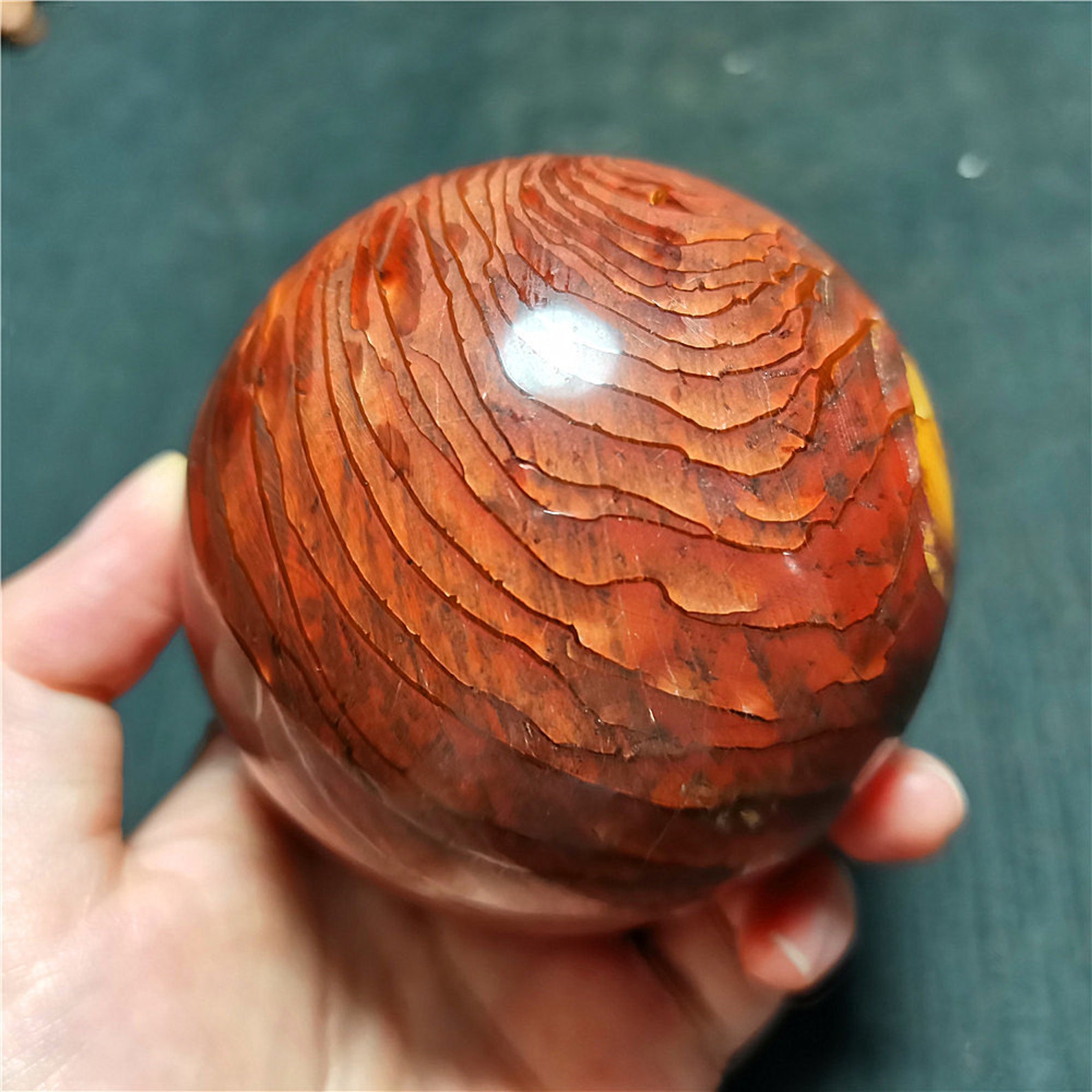 TOP MM Natural Polished Wood Grain Stone Crystal Sphere Ball Etsy