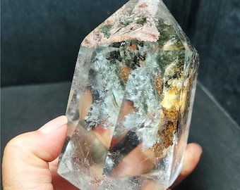 Natural Garden Phantom Quartz Tower: Scenic Crystal Point, Energy Stone