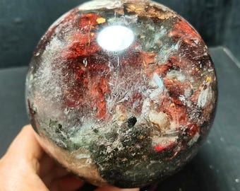 Rare Garden Phantom Quartz Ball: Scenic Energy Crystal Healing Stone