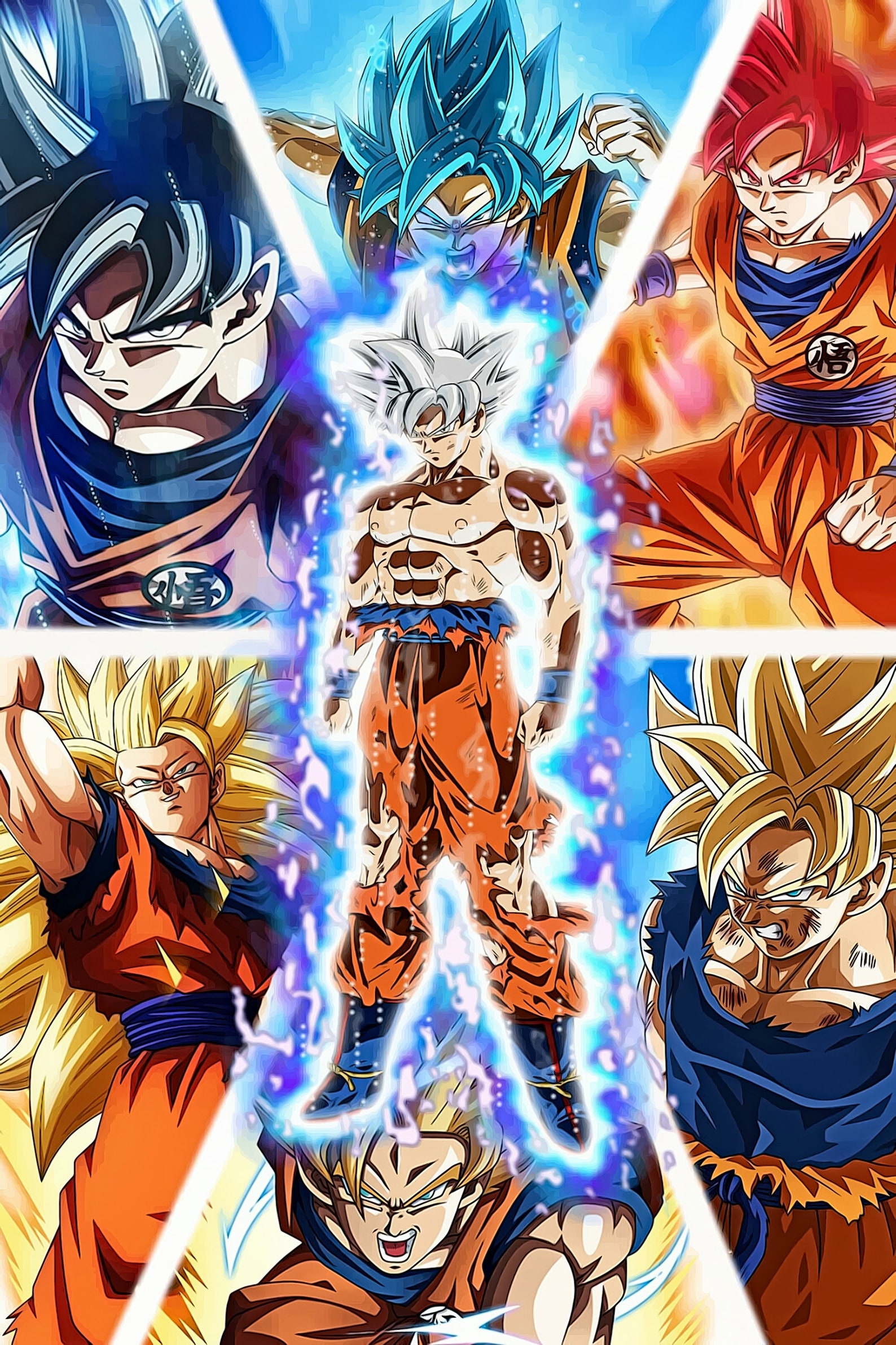 Evolution of Goku Poster Wall Art Super Saiyan 1 2 3 SSJ God Etsy