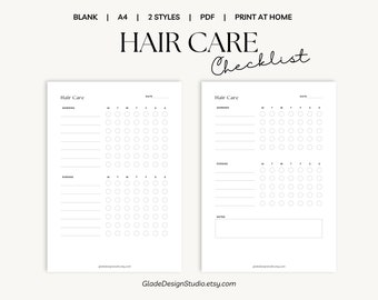 Hair Routine Planner and Checklist, Beautiful Hair Habit Tracker, Printable Journal Insert A4