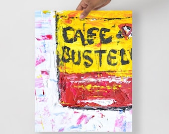 Impressão giclée abstrata de Café Bustelo | Arte de parede de café latino ousado | Impressão de pôster fosco
