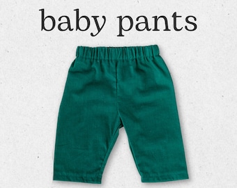 Baggy Pants Pattern, Gender Neutral Sewing Pattern, Boys Girls Elastic Waist Pant Tutorial, Beginner Toddler and Baby Clothes Sewing Guide