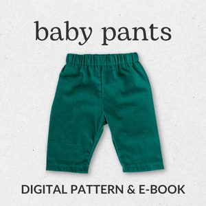 Baggy Pants Pattern, Gender Neutral Sewing Pattern, Boys Girls Elastic Waist Pant Tutorial, Beginner Toddler and Baby Clothes Sewing Guide