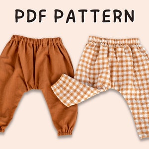 Harem Pants Sewing Pattern // Baby Linen Harem Pants, Sewing Pattern for Baby, How to Sew Baby Pants