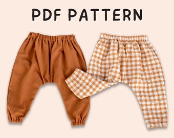 Harem Pants Sewing Pattern // Baby Linen Harem Pants, Sewing Pattern for Baby, How to Sew Baby Pants