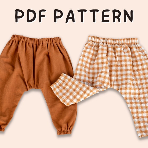 Harem Pants Sewing Pattern // Baby Linen Harem Pants, Sewing Pattern for Baby, How to Sew Baby Pants