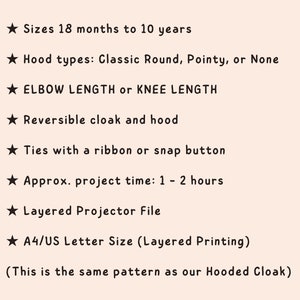 Kids Hooded Cloak PDF Sewing Pattern - Etsy