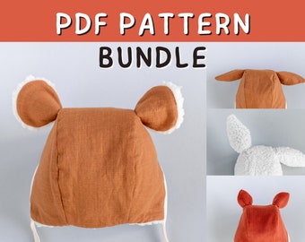 Baby Animal Bonnet Sewing Pattern and Tutorial, Baby Hat with 4 Ear Styles, Baby Sewing Patterns, Teddy Bear Picnic