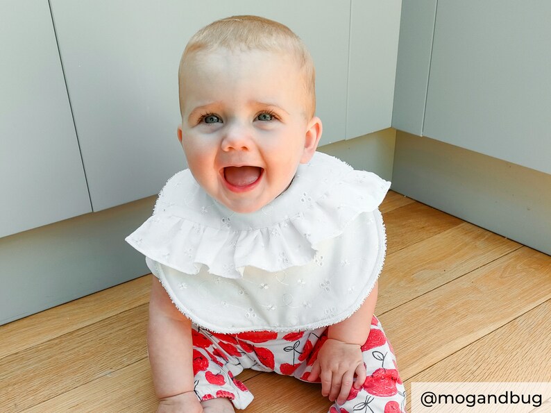 Ruffled Waterproof Baby Bib - Cherry Red main image 0