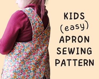 Cute Apron Pattern, How to Make an Apron with Pockets, Toddler and Kids Apron Sewing Pattern, Japanese Cross Back Apron for Girl and Boy
