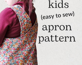 Cute Apron Pattern, How to Make an Apron with Pockets, Toddler and Kids Apron Sewing Pattern, Japanese Cross Back Apron for Girl and Boy