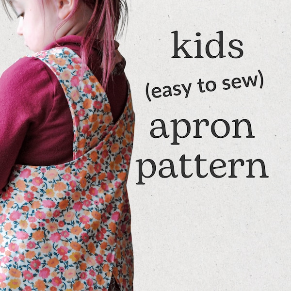 Cute Apron Pattern, How to Make an Apron with Pockets, Toddler and Kids Apron Sewing Pattern, Japanese Cross Back Apron for Girl and Boy