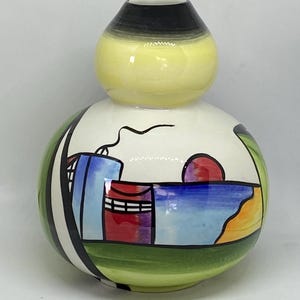 LORNA BAILEY Double bulb vase in the &#39;Deco House’ Pattern