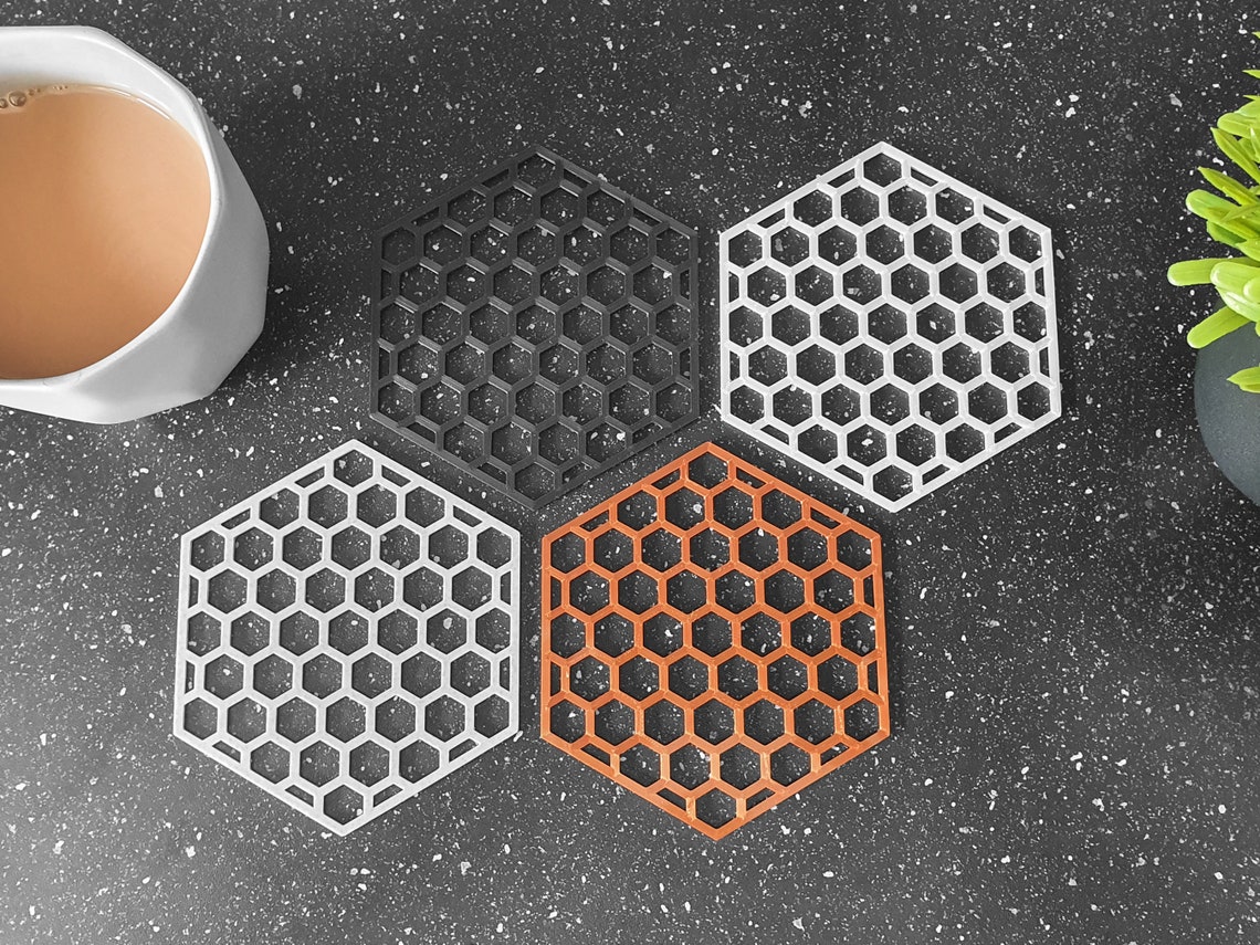 Geometric Coasters 4 or 8 Pack 3D Printed Stone Etsy UK