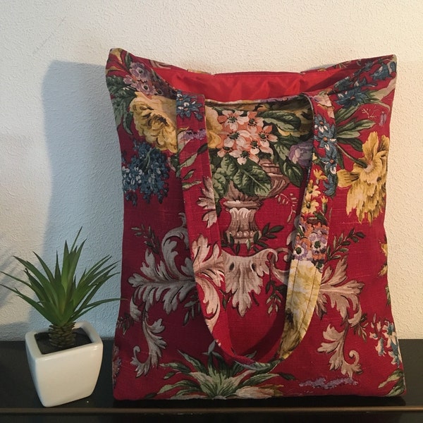 Tote Bag, sac fourre-tout, sac cabas, recyclage tissus, fleurs