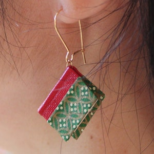Christmas washi mini book earrings