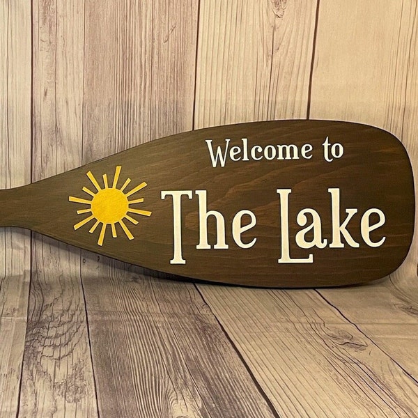 Oar Sign, Lake House Oar Sign, Custom Canoe Paddle Sign, Canoe Paddle Sign, Rustic Lake House, Personalized Oar Sign, Wall Decor, Dock Sign.