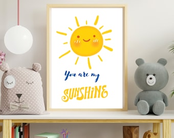 Nursery Decor Sun, Sunshine Poster, Baby Room Wall Art, Cheerful Art ...