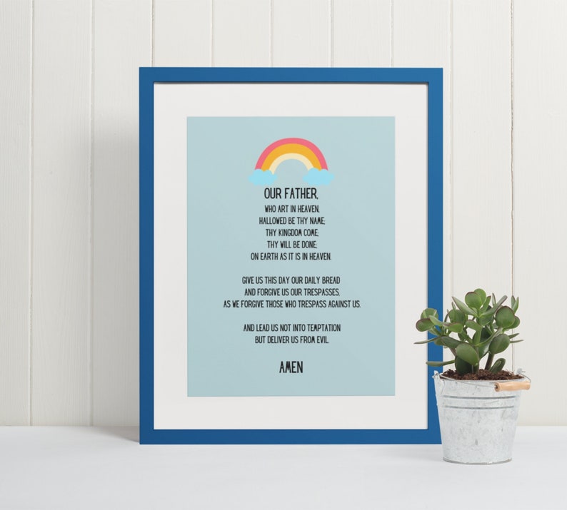 Scripture Word Art, the Lord's Prayer Printable for Kids christian Wall