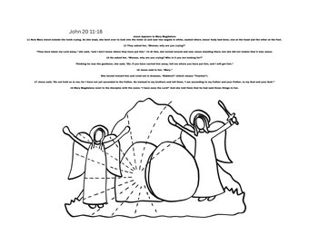 Easter Activities Christian, Empty Tomb Easter Craft,Bible Verse Coloring Page, John 20 11-18, Printable Easter Art for All Ages, A4 Digital