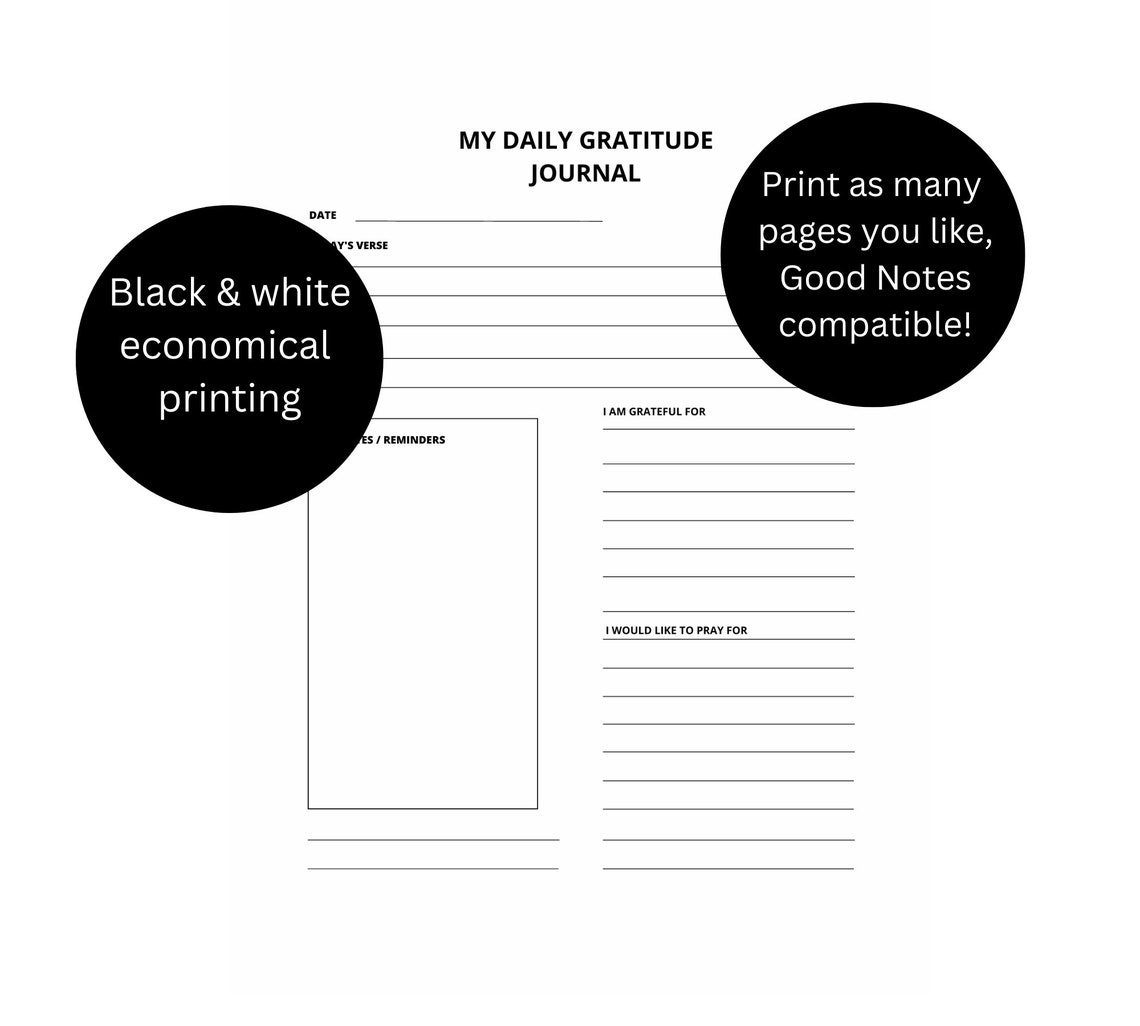 Gratitude Journal Page Printable - Digital Good Notes Compatible ...