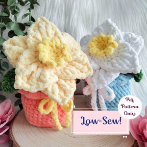 Patrón de crochet de narciso que florece eternamente: flores de Pascua, tutorial de amigurumi de costura baja, éxito de ventas del mercado de primavera