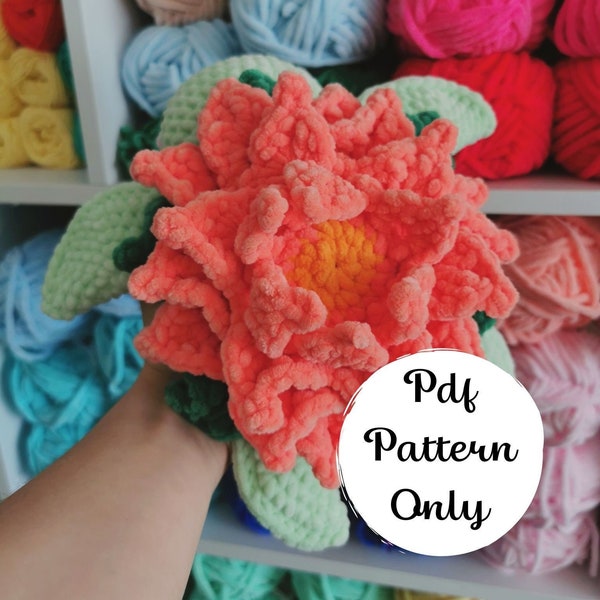 Lotus Flower Turtle crochet pattern, cute happy turtle plush crochet pattern, advanced beginner friendly amigurumi pdf