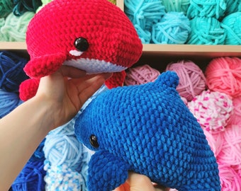 Dolphin plushie, crochet animals plush toys, stuffed animals and sea creatures, handmade gift for kids