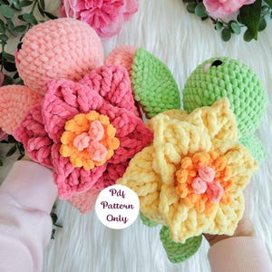 Padrão de crochê de tartaruga narciso - amigurumi de flores da primavera, instruções de crochê de criaturas marinhas
