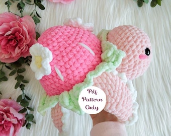 Strawberry Turtle Crochet Pattern - Amigurumi PDF, fruit turtles, beginner friendly