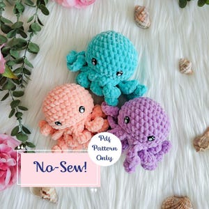 No-Sew Octopus crochet pattern, sea animals and creatures, beginner friendly amigurumi pdf