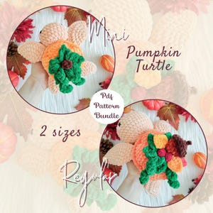 Crochet Pattern Bundle - mini and regular Pumpkin Turtle, Halloween amigurumi, Autumn decor DIY instructions