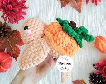 Mini Pumpkin Turtle crochet pattern - Autumn amigurumi instructions, Halloween decor DIY tutorial