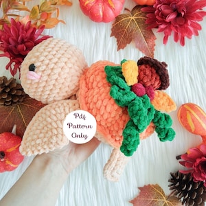 Pumpkin Turtle Crochet Pattern: Autumn amigurumi design, DIY Halloween decor