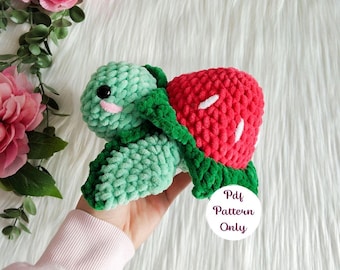 Mini Strawberry Turtle Crochet Pattern - fruit turtles amigurumi tutorial, beginner friendly instructions