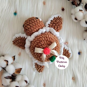 Mini tartaruga di pan di zenzero all'uncinetto - Istruzioni per l'animale di peluche amigurumi natalizio, progetto all'uncinetto per le feste