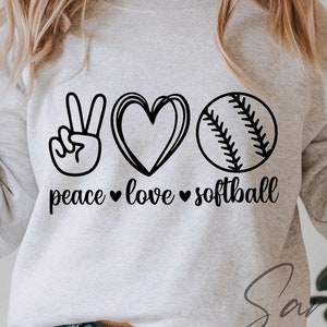 Pace Amore Softball svg, Amore Softball Svg, Softball Svg, Mano della Pace, Cuore, Softball