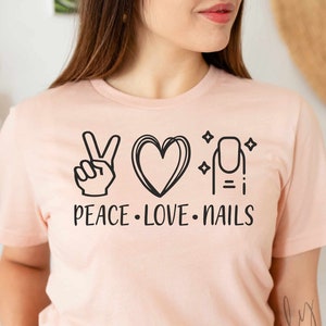 Paz amor Uñas svg, jefe de uñas svg, Paz Amor cita, Paz Amor decir, Paz Amor cricut, Cortar archivo para Cricut y Silueta