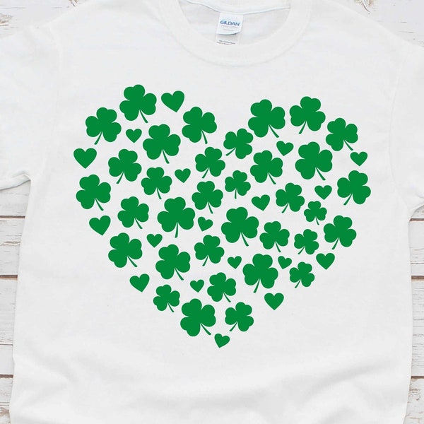 Shamrock Heart Svg, - St Patricks shirt svg,  Clover heart svg, St Patrick's Day SVG