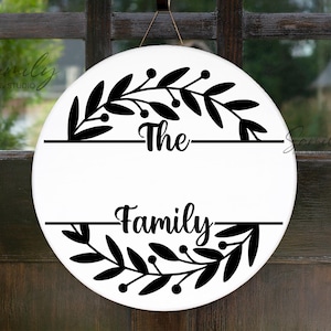 Split Frame Familienname Zeichen SVG, runde Türschild svg, Glowforge Laser-Datei, Cricut, Familienname Rahmen, Familienmonogramm svg