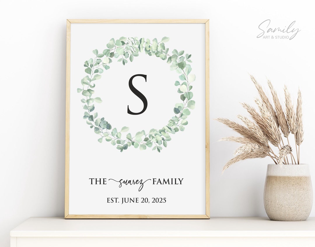 Personalized Family Name Printable Sign JPG or PDF. Custom Last Name ...