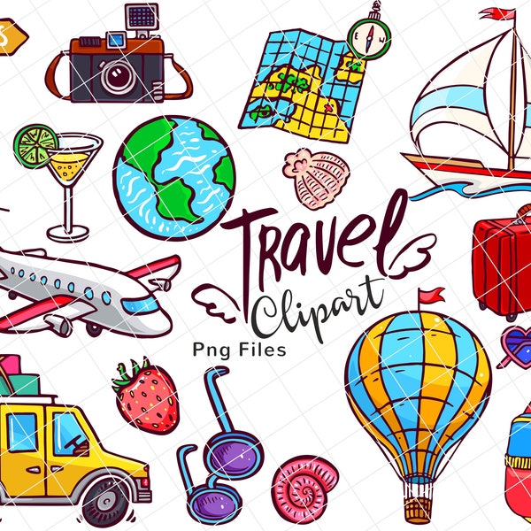 Travel clipart, Vacation Clipart, Wanderlust Clipart, travel png, Clip Art Travel, Scrapbooking, Instant Download