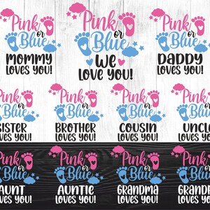 Rosa ou azul svg, Rosa ou azul nós te amamos svg, Rosa ou azul revelação de gênero svg, Revelação de gênero svg, Família correspondente svg, Camisas rosa ou azul svg