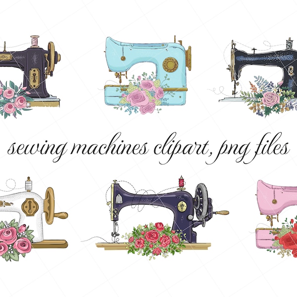 sewing machines clipart,  for logo branding sewing machines, vintage sewing machine clip art, Commercial Use Clipart